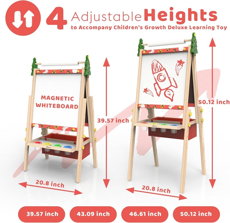 Joyooss Art Easel for Kids Easel for Toddlers,Christmas Gifts Adjustable Standing Wooden Toddler Easels Kid Dry Erase Board, Art Easel for Kids Age 2-4 4-8 9-12 Drawing Easels Girl Toys - Image 3